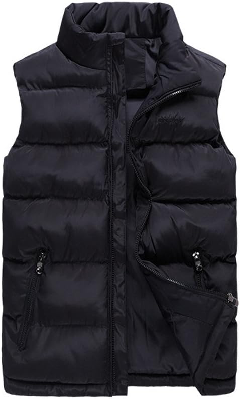 WEAF Mens Jacket Sleeveless Vest Winter Fashion Casual Coats Male Cotton-padded Vest Waistcoat Black 6XL