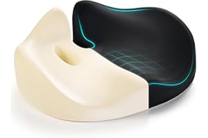 Foamula Seat Cushion for Long Sitting Hours on Office/Home Chair, Car, Wheelchair, Memory Foam Sciatica Pain Relief Pillow, Seat Cushion for Hip, Tailbone, Coccyx Pain, Black