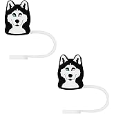 STRACOUPI Husky Dog Silicone Straw Covers for Stanley Cup, Reusable, Cute Straw Toppers Accessories for Tumblers, 2PCS Decorative & Personalized Straw Cover Cap (a)