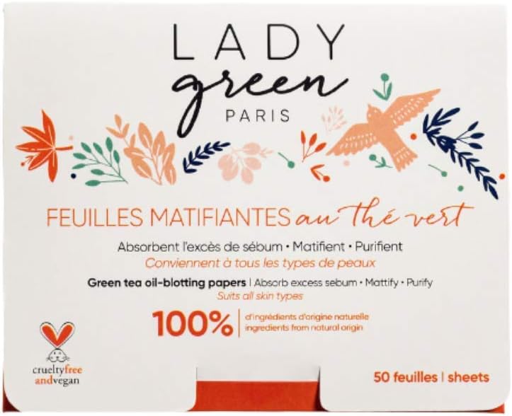 Lady Green Voile de Perfection Matifiantes Tea, Green, 50 Sheets, 50 feuilles
