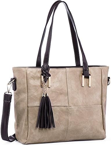 IYAFFA Women Handbags Top Handle Bag PU Leather Satchel Handbags Tote Purse Shoulder Bag (Khaki-1)