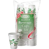 DART 12J30X Holiday Printed Cups, White Insulated Foam Cup, 3.5