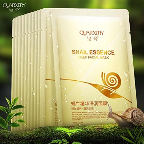 Yeefant 10 Pcs Snail Moisturizing Anti Wrinkle Facial Face Care Moisture Mask Paper Sheet DIY Natural Spa Skin Care Cosmetics for Women Adult, Prevent and Refine Aging
