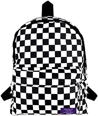 TinTop School Backpack For Teen Girl Fashion Canvas Lattice Backpack For Carry Laptop Book Student