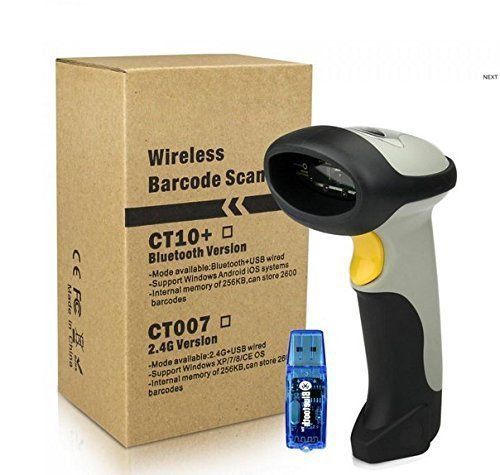 HAMSWAN Bluetooth Wireless USB wired Handheld Bar Code Scanner Barcode Reader for iPhone iPad (support Virtual keyboard), 200 Scans/Second, Single-line 256K Storage