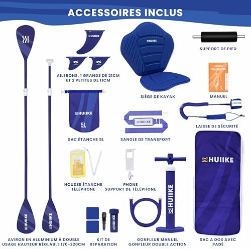 Paddle Gonflable Adulte 10' - 12' avec Accessoires Inclus