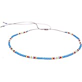 Beaded Choker Necklace for women and Teen Girls, Boho Bohemian Adjustable Colorful Seed Beads Necklace, Handmade Native American Style Jewelry by TRIBES