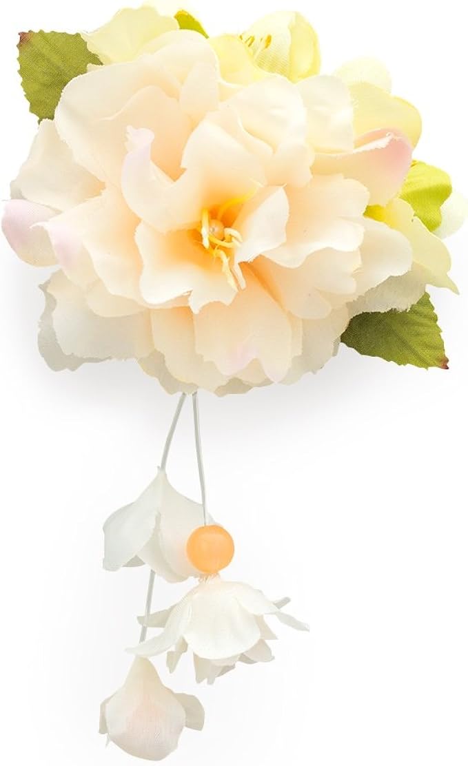 Amazon ソウビエン 髪飾り 和装 花 浴衣 夏 ぶら飾り フェイクパール クリップ ショートヘア ライトオレンジ Kaz5773tw 和装小物 通販