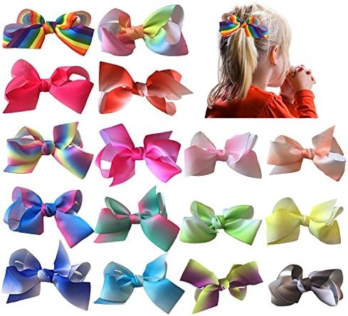 AKImart Hair Bows Girls Women Grosgrain Ribbon Barrettes Hair Clips for Parties Ceremonies (16pcs)