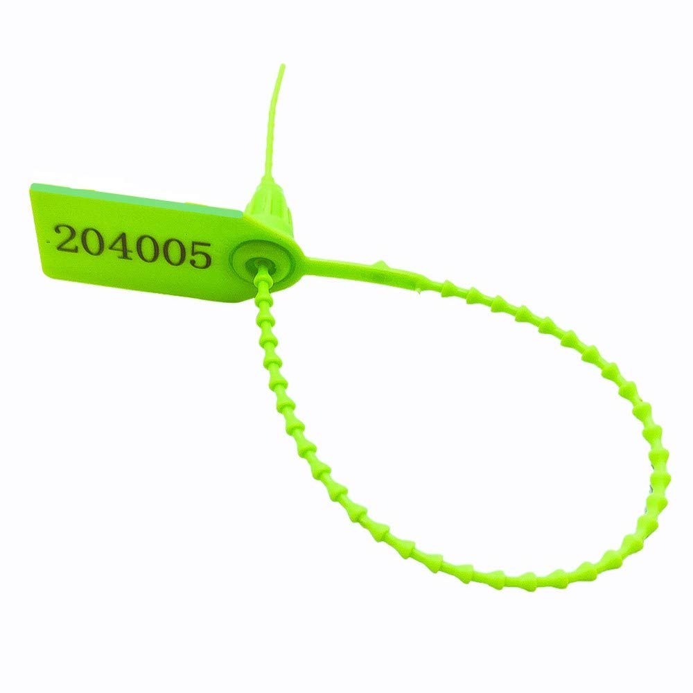 Green Plastic Security Tags Numbered Tamper Proof Seals Self Locking Zip Ties 9.84" Length Pack of 500