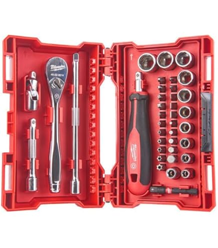 REVISOME4点セット Amazon.com: Milwaukee 4932464943 1/4in Ratcheting Socket Set