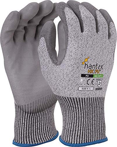Hantex® HX5PU Cut Resistant Level 5 Work Gloves Grey PU Palm Coated (8 / Medium)