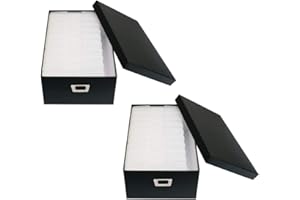 novelinks Photo Case 4" x 6" Photo Storage Box, 10 Inner Picture Storage Containers & Photo Organizer Cases, Portable Photo Craft Keeper for Photos, Crafts, Cards (Black, 2 Pack)