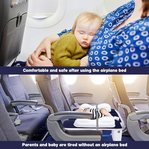 Bestbless Inflatable Airplane Bed for Toddler, Portable Baby plane Bed for Travel, Plane Extender for Kids with Hand Pump, Seat Belt and Carry Bag, Toddler Seat Extender for Car, Airplane (Blue)