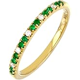 Bony Levy 18K Yellow Gold Diamond and Emerald El Mar Stackable Ring