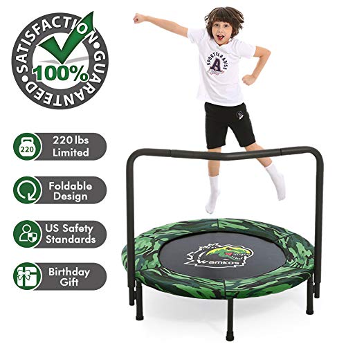 36-Inch Dinosaur Mini Trampoline for Kids with Handle, Foldable