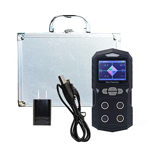 4 Gas Detector Handheld Multi Gas Monitor | Color Display with Graphing | Rechargeable Battery Sound Light Vibration Alarm, 2-Year Detector