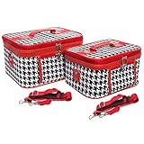 World Traveler Houndstooth Collection Cosmetic Train Case (2 piece set)
