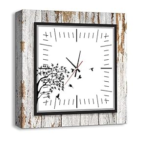 Canvas Wall Art Abstract Cute Clock Painting Artwork for Home Prints Framed - 12x12 inches