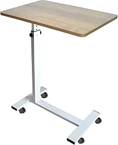 Sofa Side Table with Wheels Height Adjustable Small Home Office Desk for Small Spaces, TV Tray Bed Side Bedside End Table for Living Room Bedrooms Portable School Student Study Writing Desk (Espresso)