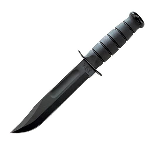 KABAR 1213 Black Straight Edge Knife / Hard Sheath