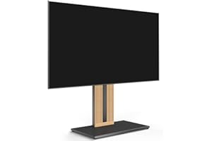 FITUEYES Design Wood TV Stand Swivel Mount with Hidden Back Storage for 55-88 inch TV Screens, Scandinavian Style Tall Floor 