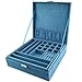 Bantoye Double-Layer Jewelry Box Suede Lint Square Display Storage Case with Lock Blue 10.4