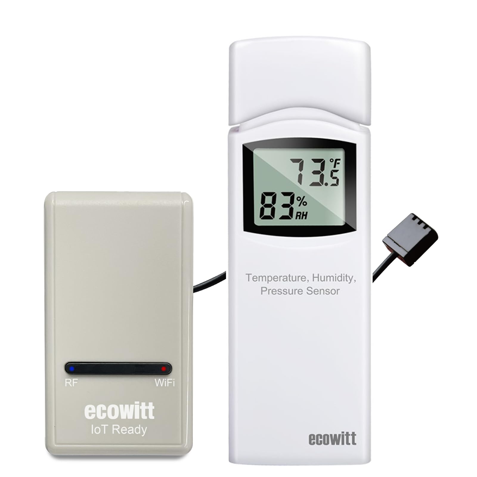 ECOWITT GW1204 Temperature-Humidity sensor for Weather Stations, 3 in 1 Wi-Fi IOT Gateway GW1200 + 8 Channels Temperature-Humidity sensor WN31(WH31), Temperature-Hygrometer Meter with LCD Display