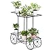 OLYM STORE Metal Plant Shelves Flower Pot Stand Garden Iron Rack 6 Potted Displaying Plant Holders, Car Shape Blackthumb 1