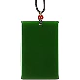 Oligage Natural Green Jade Rectangular Smooth Necklace Pendant Women Men Genuine Hetian Jades Stone Charms Amulet Gifts For Ladies