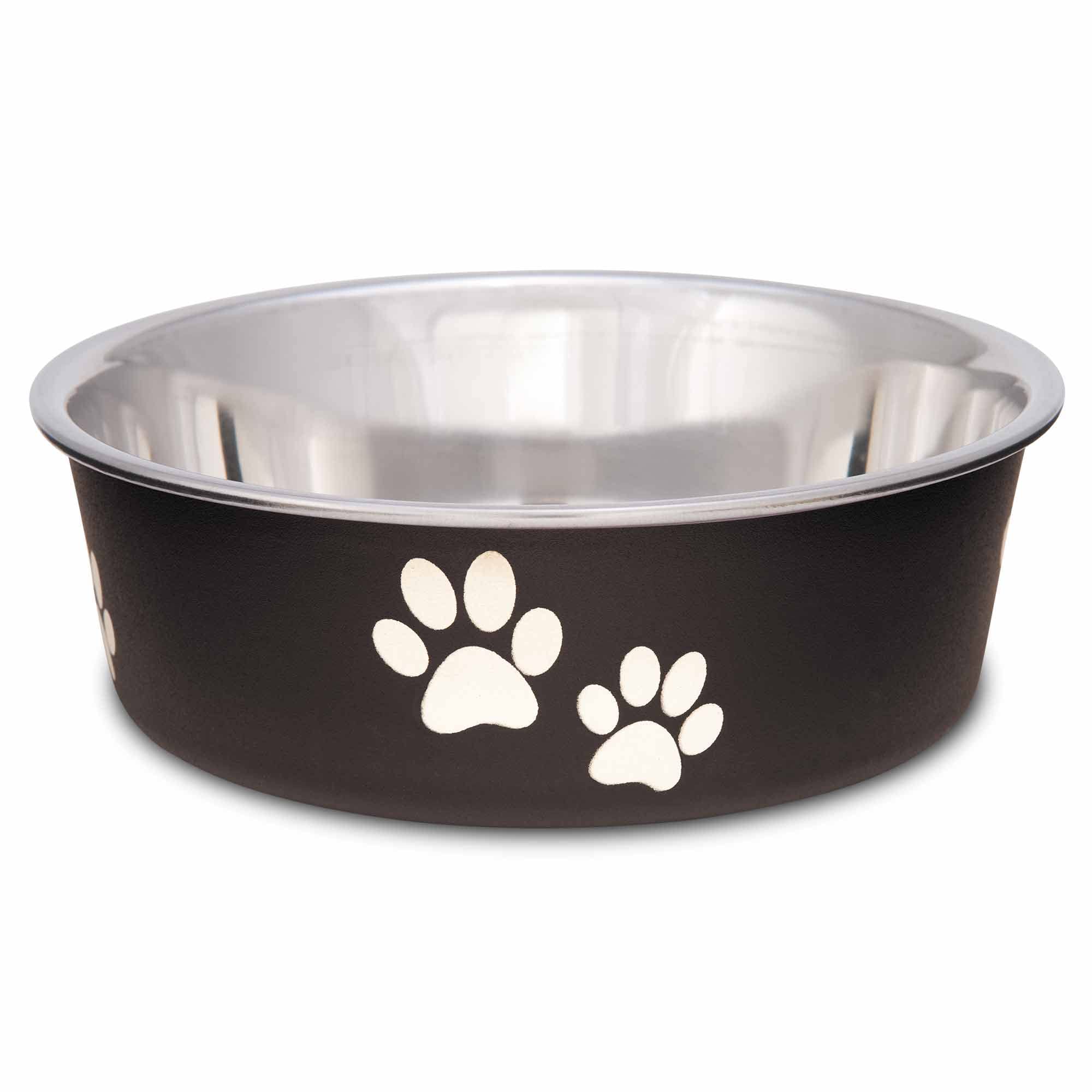 Loving Pets Stainless Steel Bella Dog Bowl Non-Slip Dishwasher Safe & Bacteria Resistant Metallic Pet Dish - Espresso - Small (426 ml)
