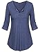Messic Oversize Shirts Women, Women's Cotton Long Sleeve Round Neck Stretch 1/4 Buttons Polo Shirt(XX-Large,Dark Blue)