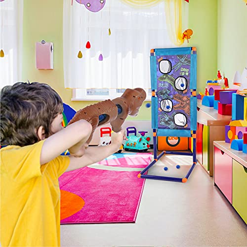 SZJJX Shooting Games Dinosaur Kids Toys for 5 6 7 8 9 10+ Year Old Boys Girls,2 Foam Ball Popper Air Guns,Standing Shooting Target, 20 Foam Balls & Bullets, Ideal Gift - Compatible with Nerf Toy Guns