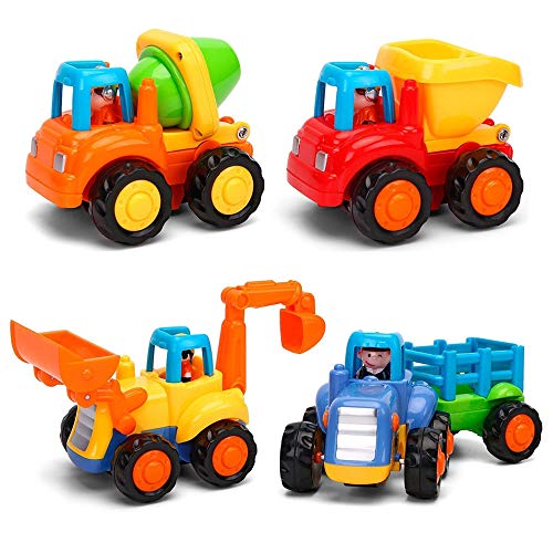 LUKAT Friction Powered Cars Construction Vehicles Push and Go Truck Toys for Boys Baby Toddlers Gifts