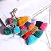 ALoveSoul Colorful Boho Pom Pom Weaving Tassel Bag Charm Keychain Handbag Key Ring, Blue