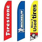 3 Swooper Flags Firestone New & Used Tires Sale Michelin Blue Open