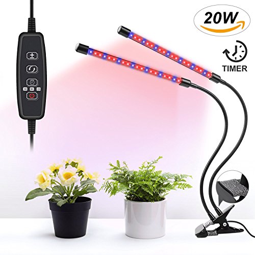 Uniwa grow light 20w dual head plant grow lamp with 40 …