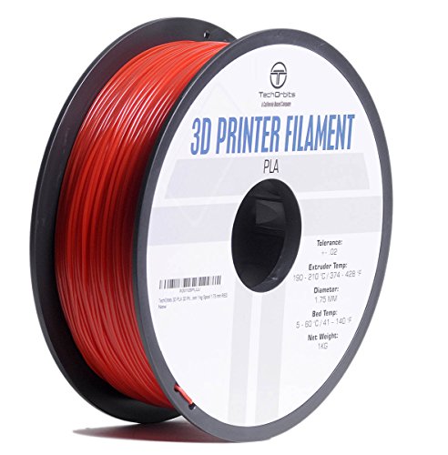 TechOrbits 3D Printer PLA Filament Dimensional Accuracy +/- 0.02 mm 1 kg Spool 1.75 mm RED