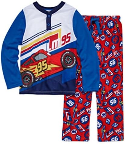 Disney Pixar Cars Size 3 Lightning McQueen Jersey and Fleece Pajama Set