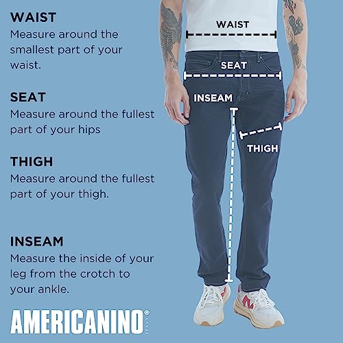 AMERICANINO SLIM STRAIGHT FIT JEANS FOR MEN – SOFT COTTON|5-POCKET CLASSIC DESIGN INDIGO