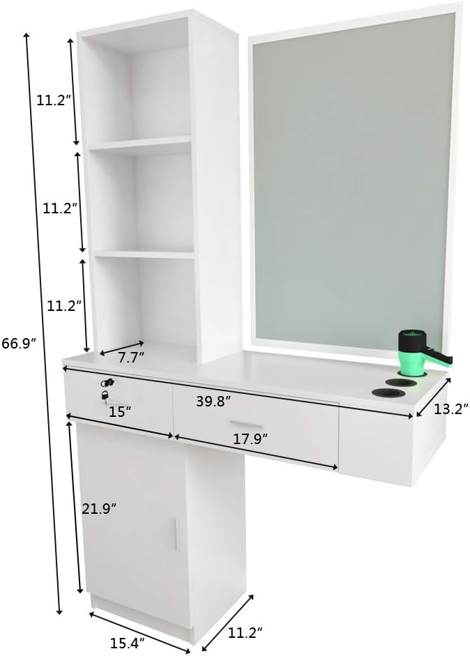 Fovor Barber Salon Station Makeup Wall Mount Hair Styling Beauty Spa Equipment Set with Mirror: Kitchen & Dining