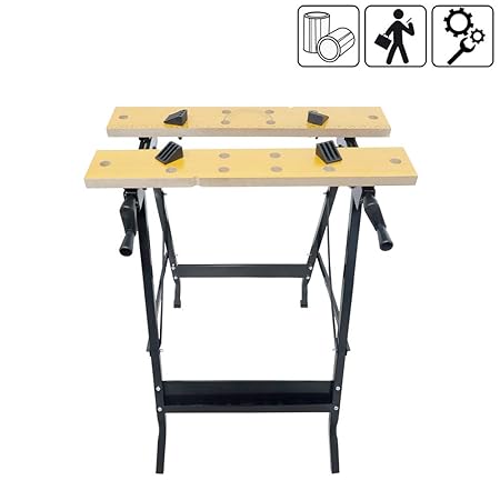 FROADP 56X62X78cm Spanntisch Klappbar mit Aufgedruckte Winkelangaben und 4 Spannbacken - Werkbank bis 70 kg belastbar Arbeits