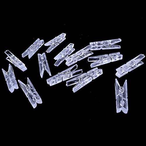 BronaGrand 100pcs Mini Clear Plastic Utility Paper Clip, Clothespins