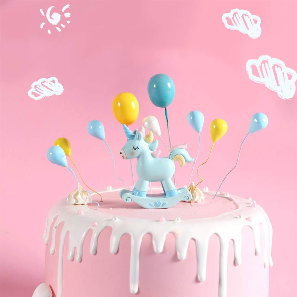 Napravi Rs Topofly Gateau Topper Licorne Resine Gateaux Topper Cheval A Bascule Jouet Denfant Decoration Maison Decoration De Gateaux 2pcs Bleu Rose Decorations Loisirs Creatifs
