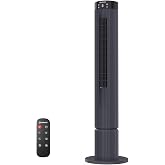 AIRMATE Super High Air Volume Tower Fan, 43" Height, 36 ft/s Velocity, 12 Speeds, 3 Mode, 12H Timer, Digital Display, 75&deg; Oscillating Standing Fan with Upgraded Blower for Home &amp; Office, Grey