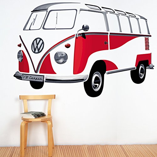 Smartdeco VW T1 Samba Bus 1962 Red Wall Decal Set