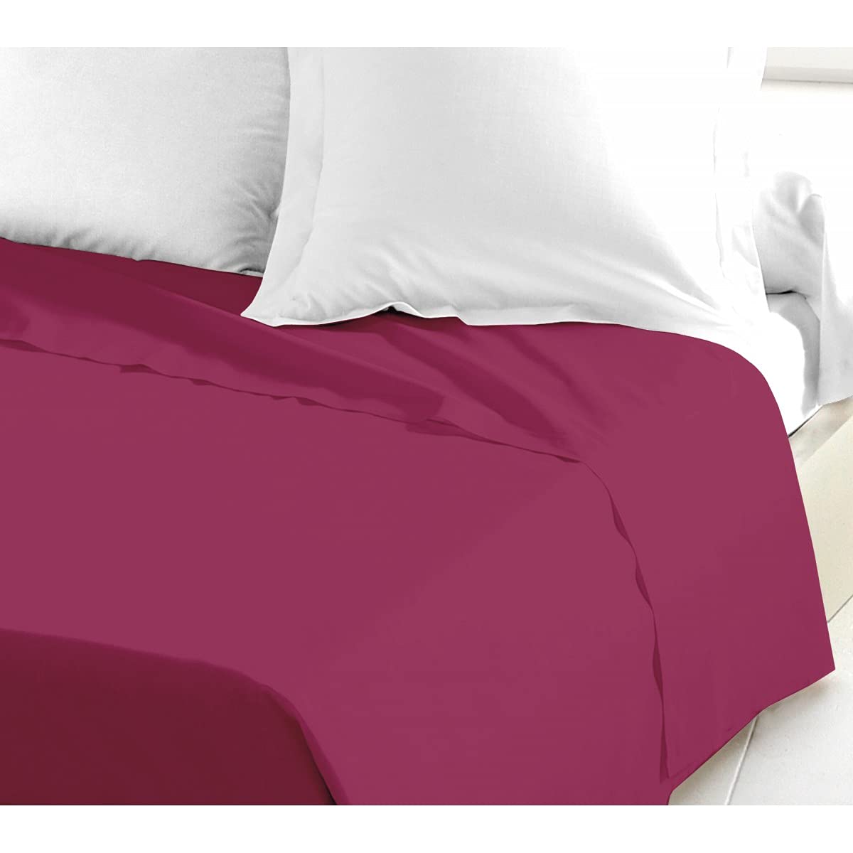 Home Linge Passion Flat Sheet – 1 Piece | 100% Cotton – 57 Thread Count | Single Person – 180 x 290 cm | Fuchsia Baikal