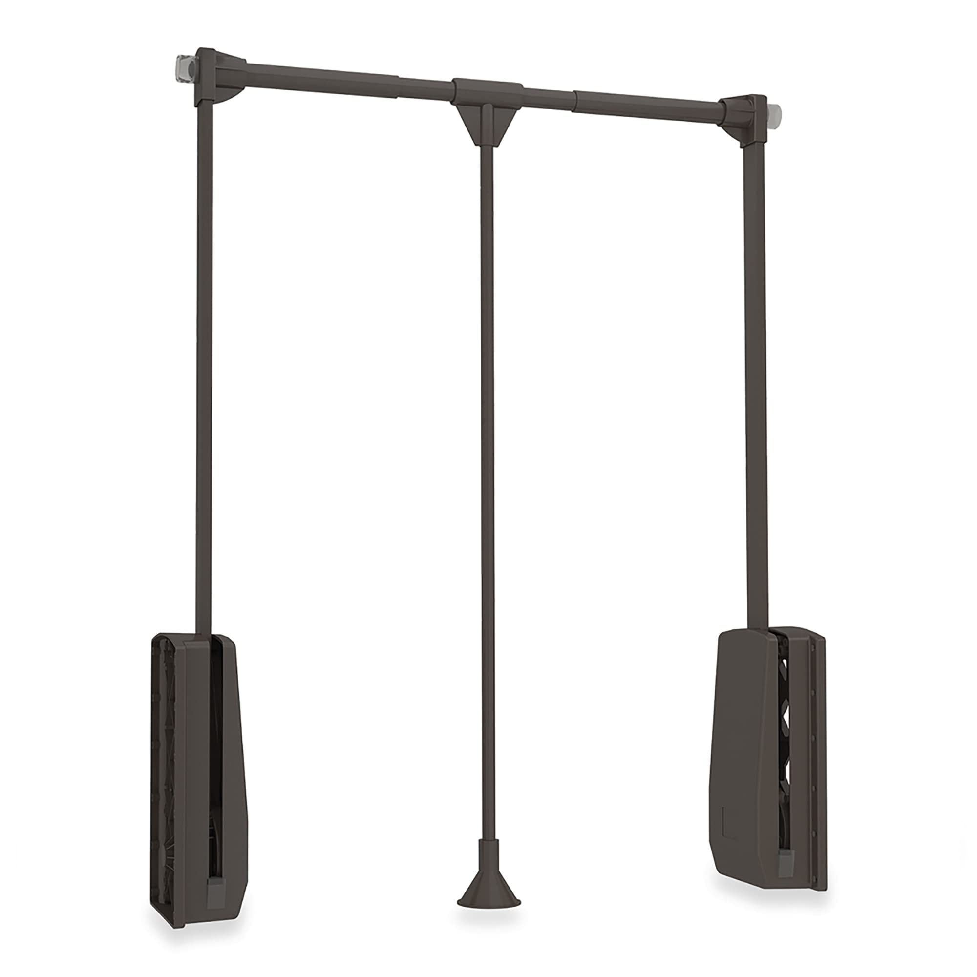 Emuca - Hang pull down wardrobe rail lift, adjustable width 830-1150mm (32,6-45,2 inch), moka painted finish