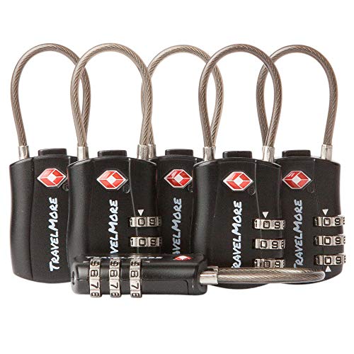 6 Pack TSA Approved Travel Combination Cable Luggage Locks for