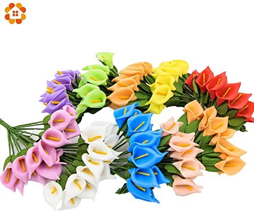 Clipbook Scrapbook Scrapbooking and Crafts 144PCS Artificial Mini Foam Calla Flower Bouquet Handmake Wedding Decoration Wreath Gift Box Scrapbooking Craft Fake Flower (Random)